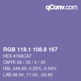 カラーコード: RGB 118.1 108.8 167 | qconv.com