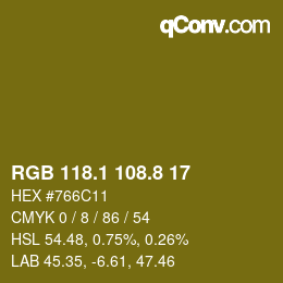 Color code: RGB 118.1 108.8 17 | qconv.com