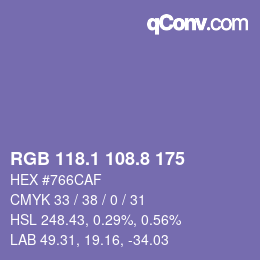 カラーコード: RGB 118.1 108.8 175 | qconv.com