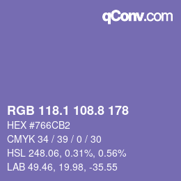 カラーコード: RGB 118.1 108.8 178 | qconv.com