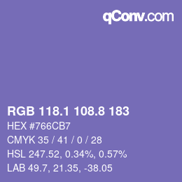 カラーコード: RGB 118.1 108.8 183 | qconv.com
