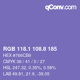 Color code: RGB 118.1 108.8 185 | qconv.com