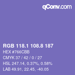 カラーコード: RGB 118.1 108.8 187 | qconv.com
