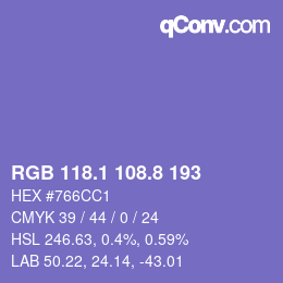 カラーコード: RGB 118.1 108.8 193 | qconv.com
