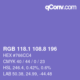 カラーコード: RGB 118.1 108.8 196 | qconv.com