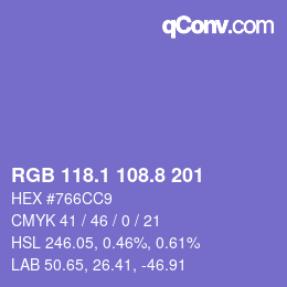 カラーコード: RGB 118.1 108.8 201 | qconv.com