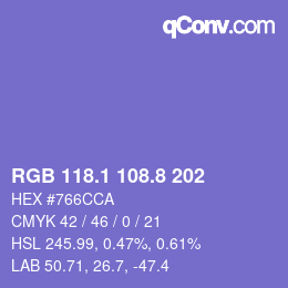 カラーコード: RGB 118.1 108.8 202 | qconv.com