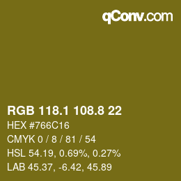Color code: RGB 118.1 108.8 22 | qconv.com