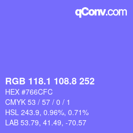 カラーコード: RGB 118.1 108.8 252 | qconv.com
