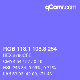 カラーコード: RGB 118.1 108.8 254 | qconv.com