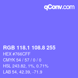 カラーコード: RGB 118.1 108.8 255 | qconv.com