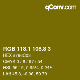 カラーコード: RGB 118.1 108.8 3 | qconv.com