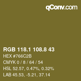 Color code: RGB 118.1 108.8 43 | qconv.com