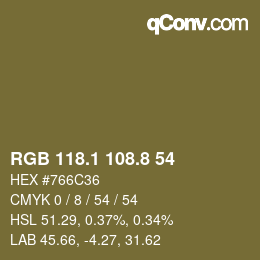 Color code: RGB 118.1 108.8 54 | qconv.com