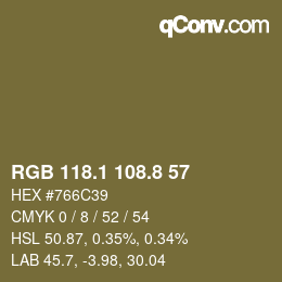 Color code: RGB 118.1 108.8 57 | qconv.com