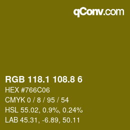 カラーコード: RGB 118.1 108.8 6 | qconv.com