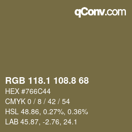 Color code: RGB 118.1 108.8 68 | qconv.com
