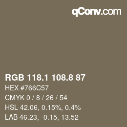 Color code: RGB 118.1 108.8 87 | qconv.com