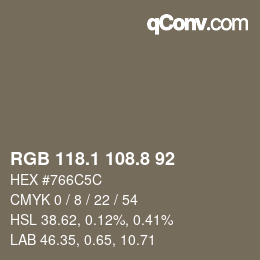 Color code: RGB 118.1 108.8 92 | qconv.com