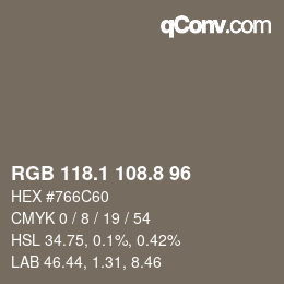 Color code: RGB 118.1 108.8 96 | qconv.com