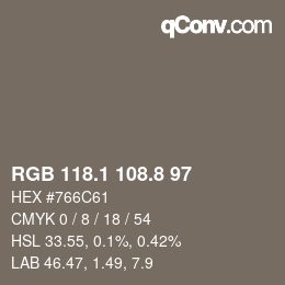 Farbcode: RGB 118.1 108.8 97 | qconv.com