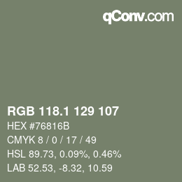 Color code: RGB 118.1 129 107 | qconv.com