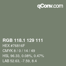 カラーコード: RGB 118.1 129 111 | qconv.com