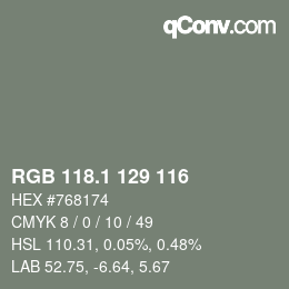 Color code: RGB 118.1 129 116 | qconv.com