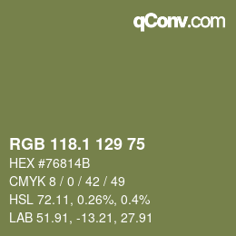 カラーコード: RGB 118.1 129 75 | qconv.com
