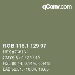 Color code: RGB 118.1 129 97 | qconv.com