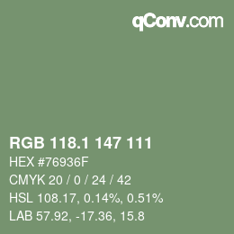 Color code: RGB 118.1 147 111 | qconv.com