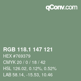 Color code: RGB 118.1 147 121 | qconv.com