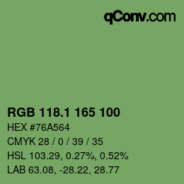 カラーコード: RGB 118.1 165 100 | qconv.com