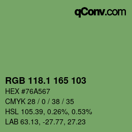 カラーコード: RGB 118.1 165 103 | qconv.com