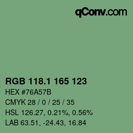 カラーコード: RGB 118.1 165 123 | qconv.com