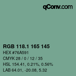 Color code: RGB 118.1 165 145 | qconv.com