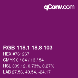 カラーコード: RGB 118.1 18.8 103 | qconv.com