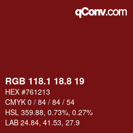 Color code: RGB 118.1 18.8 19 | qconv.com