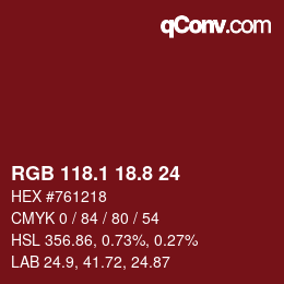 Color code: RGB 118.1 18.8 24 | qconv.com