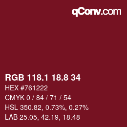 Color code: RGB 118.1 18.8 34 | qconv.com