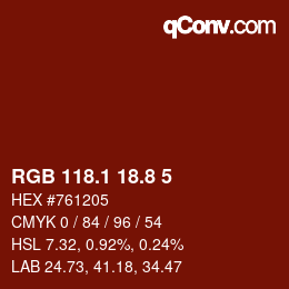 Color code: RGB 118.1 18.8 5 | qconv.com