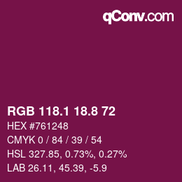 カラーコード: RGB 118.1 18.8 72 | qconv.com