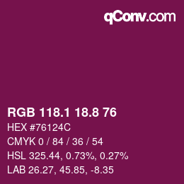 カラーコード: RGB 118.1 18.8 76 | qconv.com