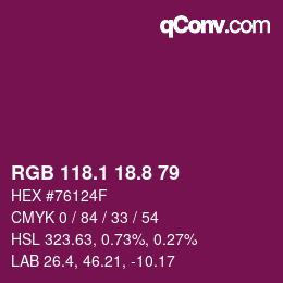 カラーコード: RGB 118.1 18.8 79 | qconv.com