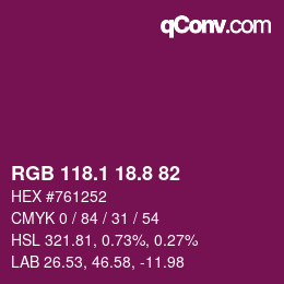 カラーコード: RGB 118.1 18.8 82 | qconv.com