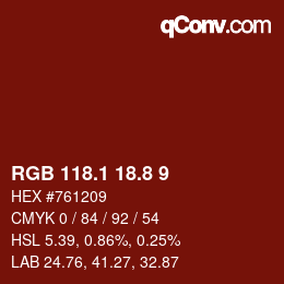 Color code: RGB 118.1 18.8 9 | qconv.com