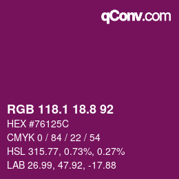 カラーコード: RGB 118.1 18.8 92 | qconv.com