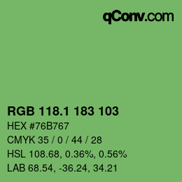 カラーコード: RGB 118.1 183 103 | qconv.com