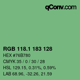 カラーコード: RGB 118.1 183 128 | qconv.com