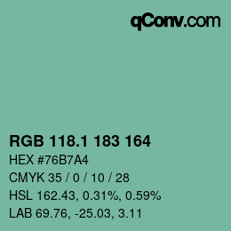 Código de color: RGB 118.1 183 164 | qconv.com